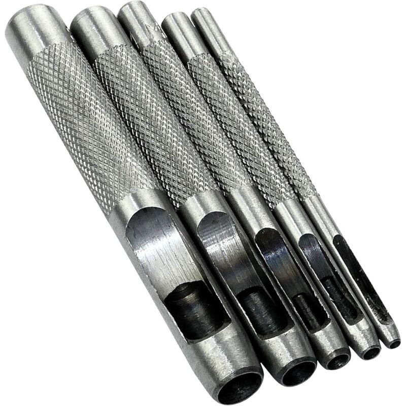 Memkey - Set of 5 Punching Tools/Punching Tool/Hole Punch 2/3/4/6/8 mm - Hollow Punch for Making Holes - Belt/Leather/Cork/Fabric/Watch Strap