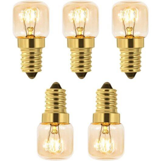Memkey - Set of 5 salt bulbs 15 w E14 T22, warm white light bulb 2700 k, 80 lm, ac 230 v, oven bulb 15 w 300 °, for oven, refrigerator, salt lamp,