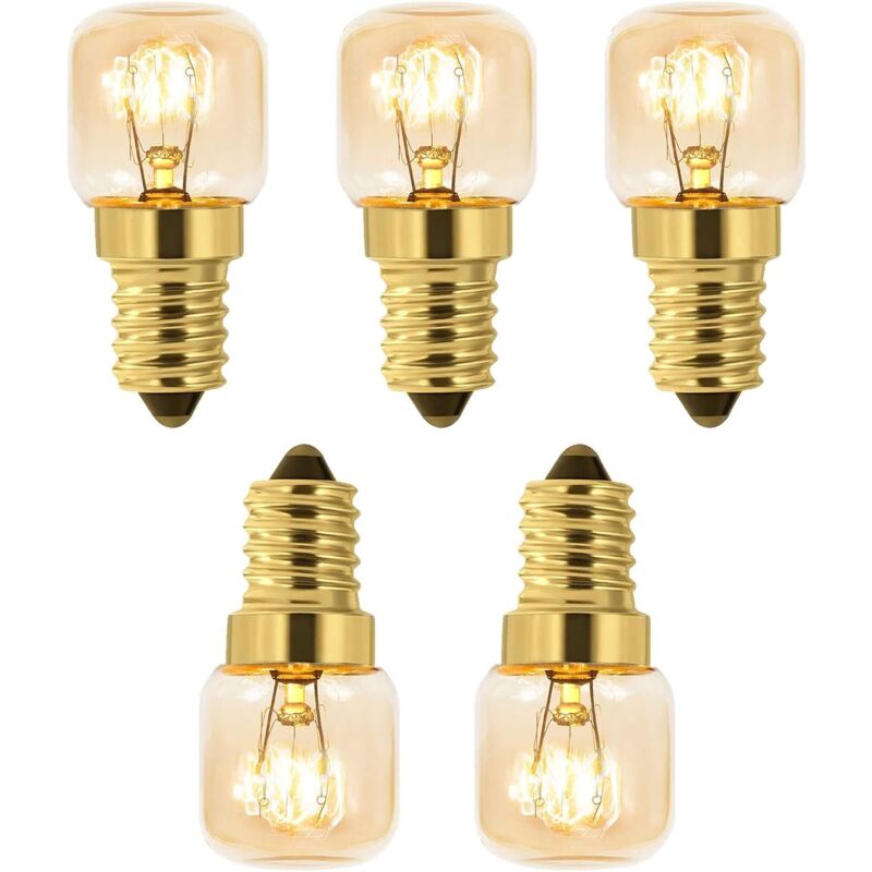 Memkey - Set of 5 salt bulbs 15 w E14 T22, warm white light bulb 2700 k, 80 lm, ac 230 v, oven bulb 15 w 300 °, for oven, refrigerator, salt lamp,