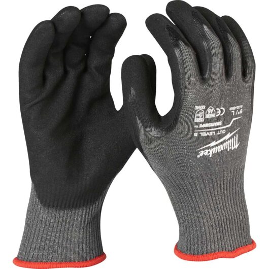 Milwaukee Cut Level 5 Dipped Work Gloves Black / Grey XL Pack of 1