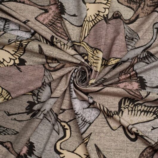 Minerva Exclusive Crane Dance Viscose Jersey Stretch Knit POD Fabric