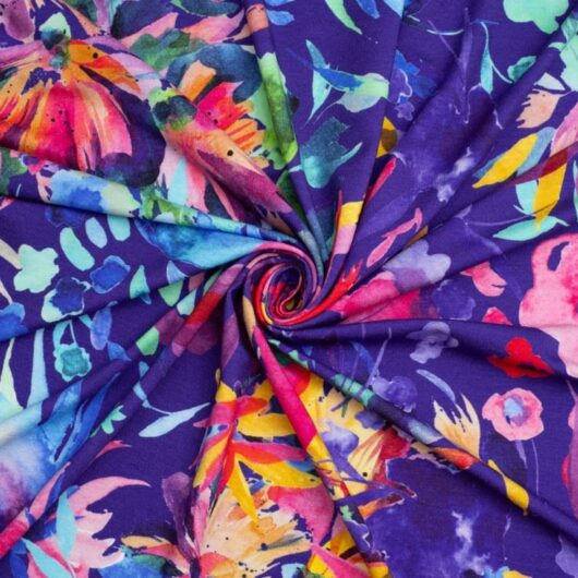 Minerva Exclusive Floret Flow Viscose Jersey Stretch Knit POD Fabric Brook