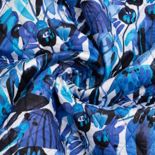 Minerva Exclusive Inky Grove Pre Quilted Reversible Coating Fabric