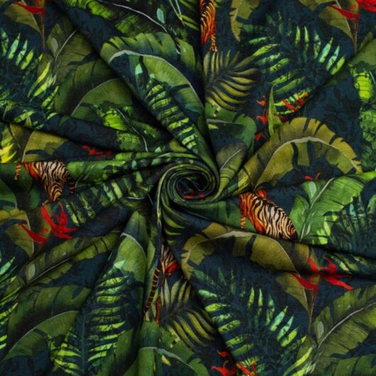Minerva Exclusive Tiger Paradise Viscose Jersey Stretch Knit POD Fabric