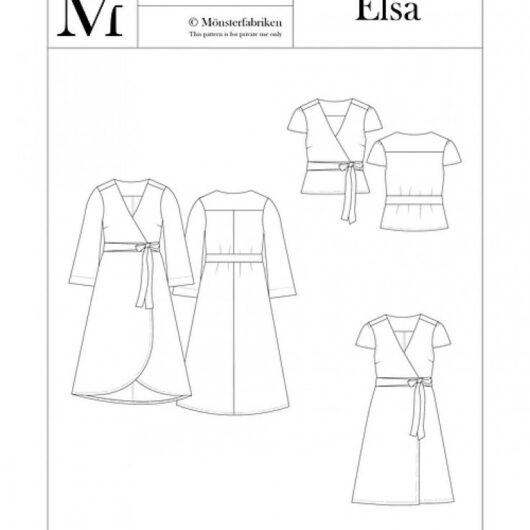 Monsterfabriken Paper Sewing Pattern Elsa Wrap Top & Dress