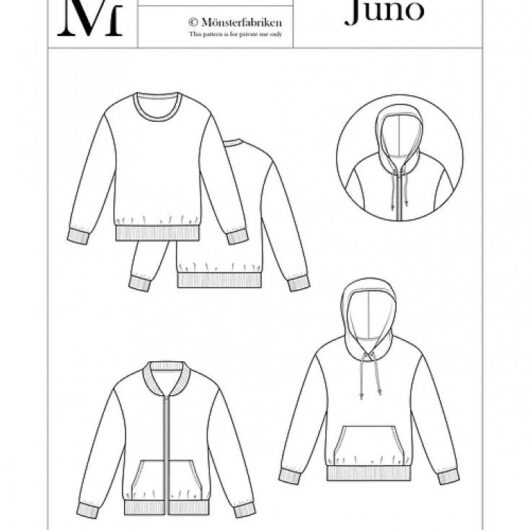 Monsterfabriken Paper Sewing Pattern Juno Sweatshirt & Hoodie