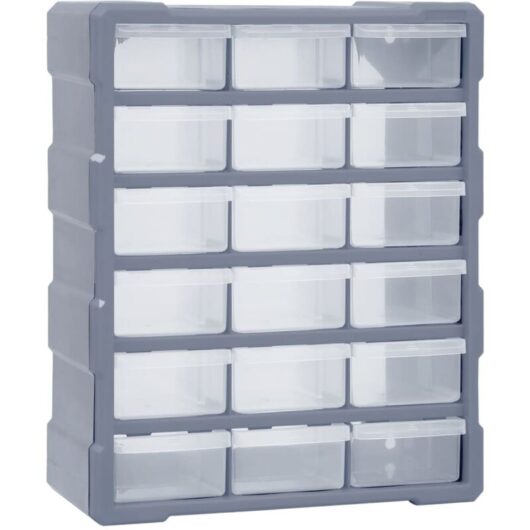 Multi-drawer Organiser with 18 Middle Drawers 38x16x47 cm Vidaxl