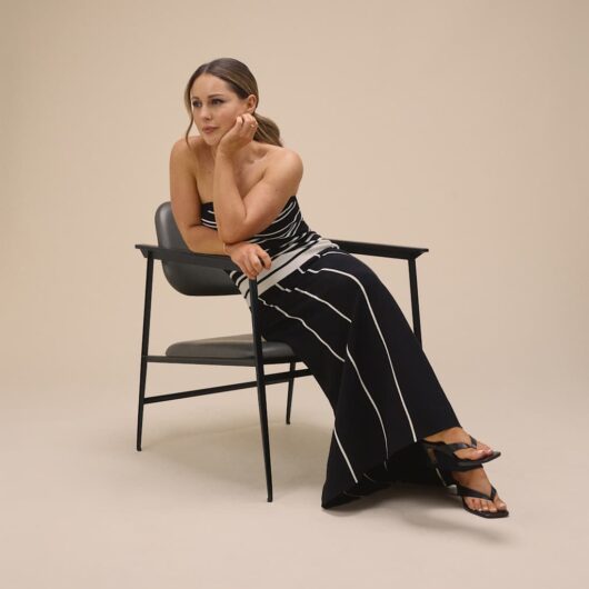 Nobody's Child X Louise Thompson Striped Bandeau Knitted Waisted Dress Black
