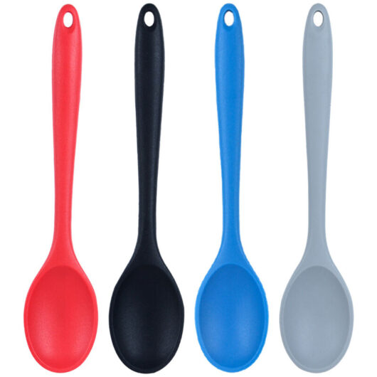 Non-stick silicone spoon for cooking, baking and mixing.