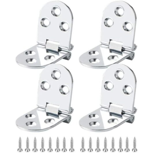Odipie - 4pcs Stainless Steel Hinges, Brass Furniture Hinge for Folding Table, Furniture Hinge, Cabinet Hinge, Table, Folding Table, Rounded, with