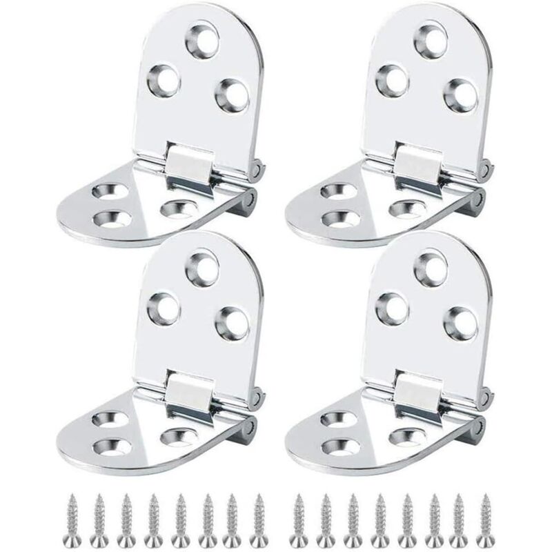 Odipie - 4pcs Stainless Steel Hinges, Brass Furniture Hinge for Folding Table, Furniture Hinge, Cabinet Hinge, Table, Folding Table, Rounded, with
