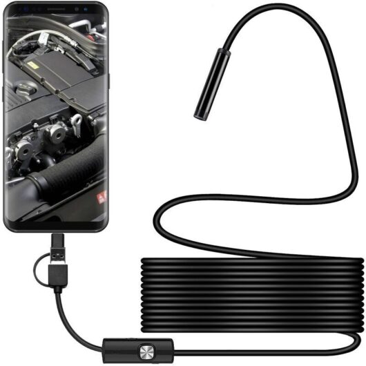 Odipie - 7mm usb Endoscope 2 in 1 Waterproof Endoscope Camera with 5m usb Cable for Android Phone Tablet Device Adapter(640P)