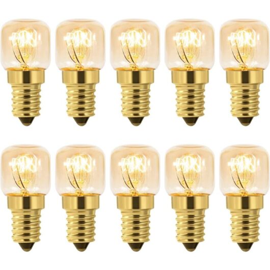 Oven Bulb 15W E14 T22 Pack of 10 Warm White 2700K, 80LM AC 230V Oven Refrigerator