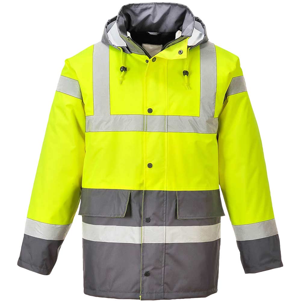 Oxford Weave 300D Class 3 Hi Vis Contrast Traffic Jacket Yellow / Grey M
