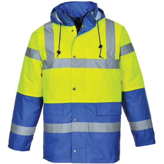 Oxford Weave 300D Class 3 Hi Vis Contrast Traffic Jacket Yellow / Royal Blue M