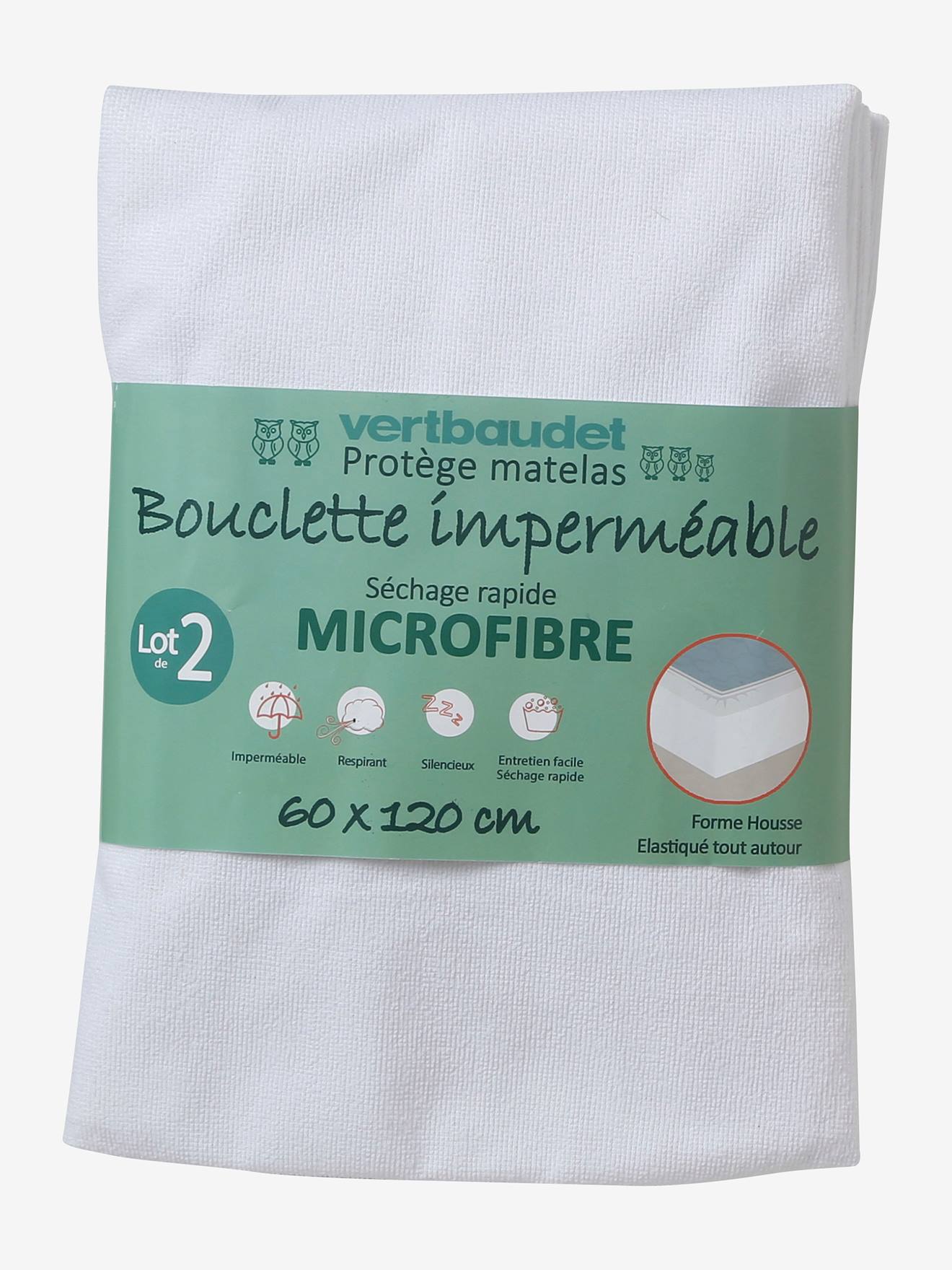 Pack of 2 Ultra-Absorbing Microfibre Mattress Protectors white