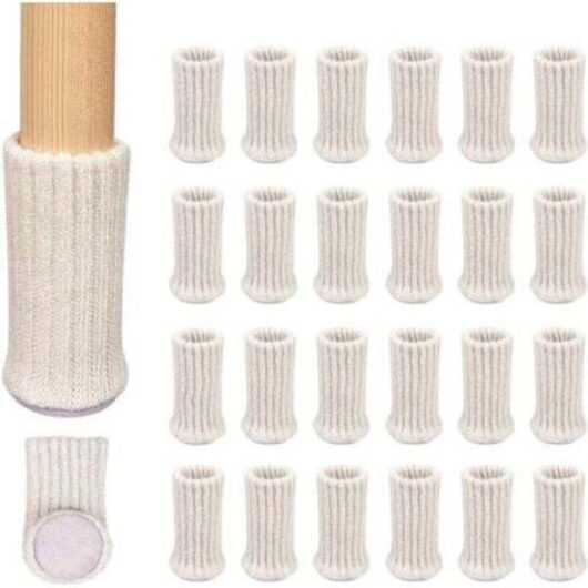 Pack of 24 non-slip knitted chair leg socks, suitable for chair legs 1 to 2 inches thick to prevent scratches and reduce noise for easy movement