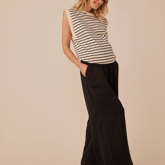 Palazzo-Style Fluid Trousers for Maternity, by ENVIE DE FRAISE black