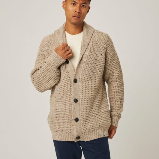 Peregrine Waffle Shawl Cardigan Cream
