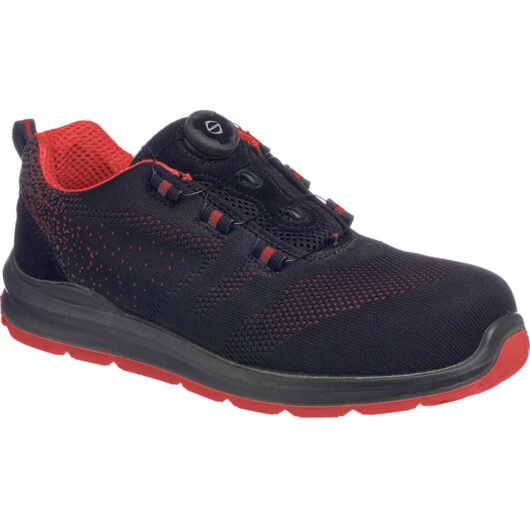 Portwest Compositelite Wire Lace Knit Safety Trainers Black / Red Size 13
