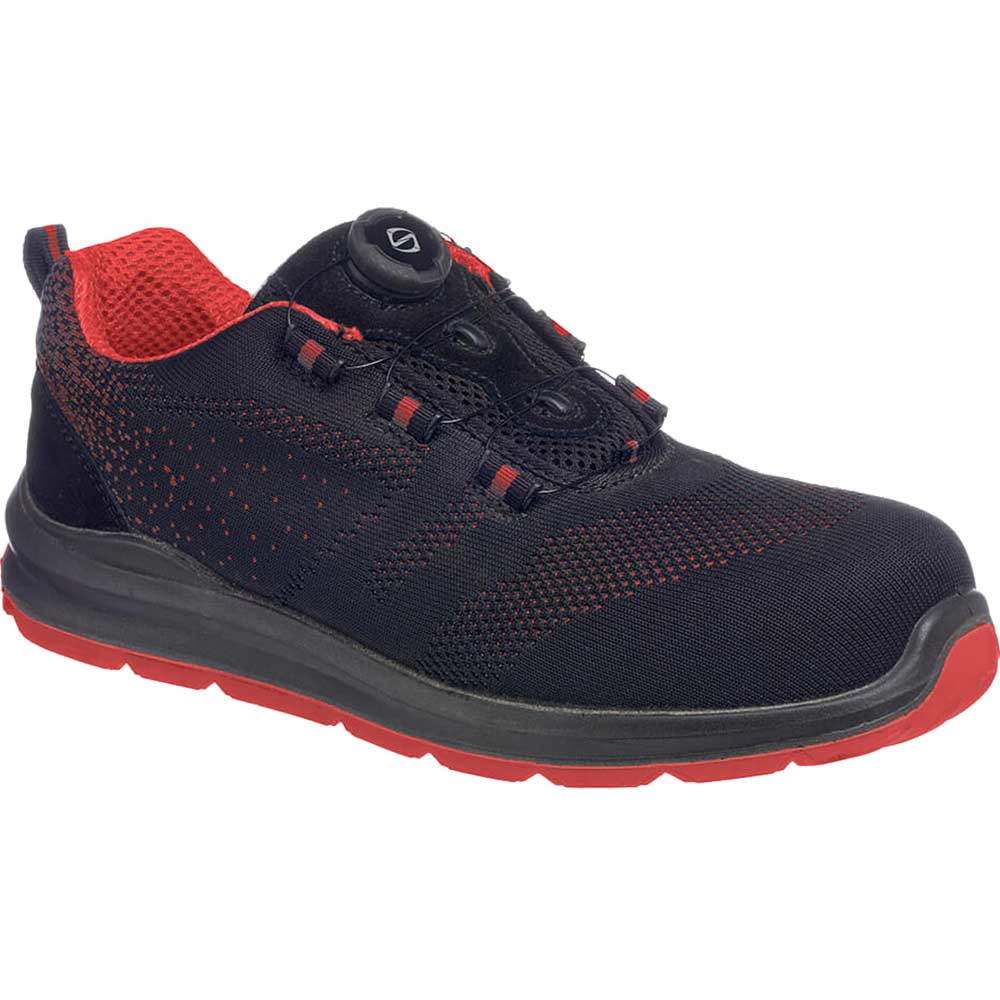 Portwest Compositelite Wire Lace Knit Safety Trainers Black / Red Size 13