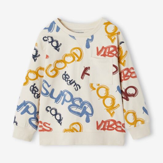 Printed Sweatshirt-Style Top for Boys ecru