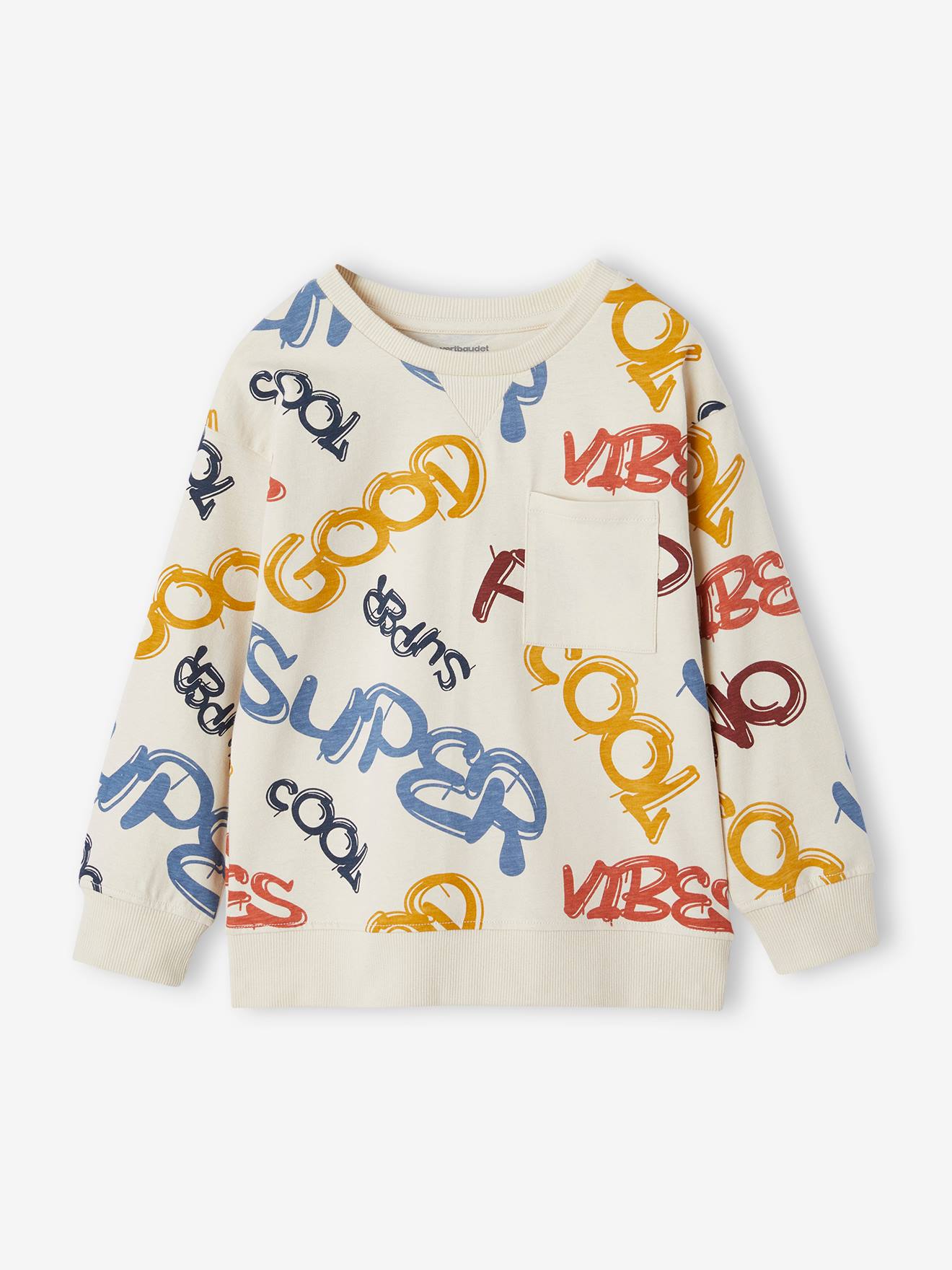 Printed Sweatshirt-Style Top for Boys ecru