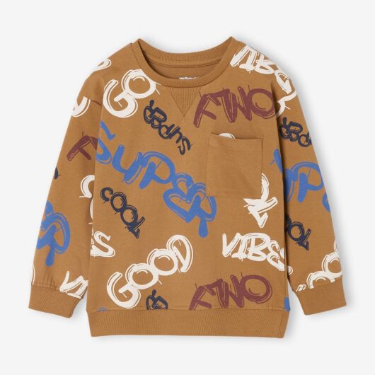 Printed Sweatshirt-Style Top for Boys pecan nut