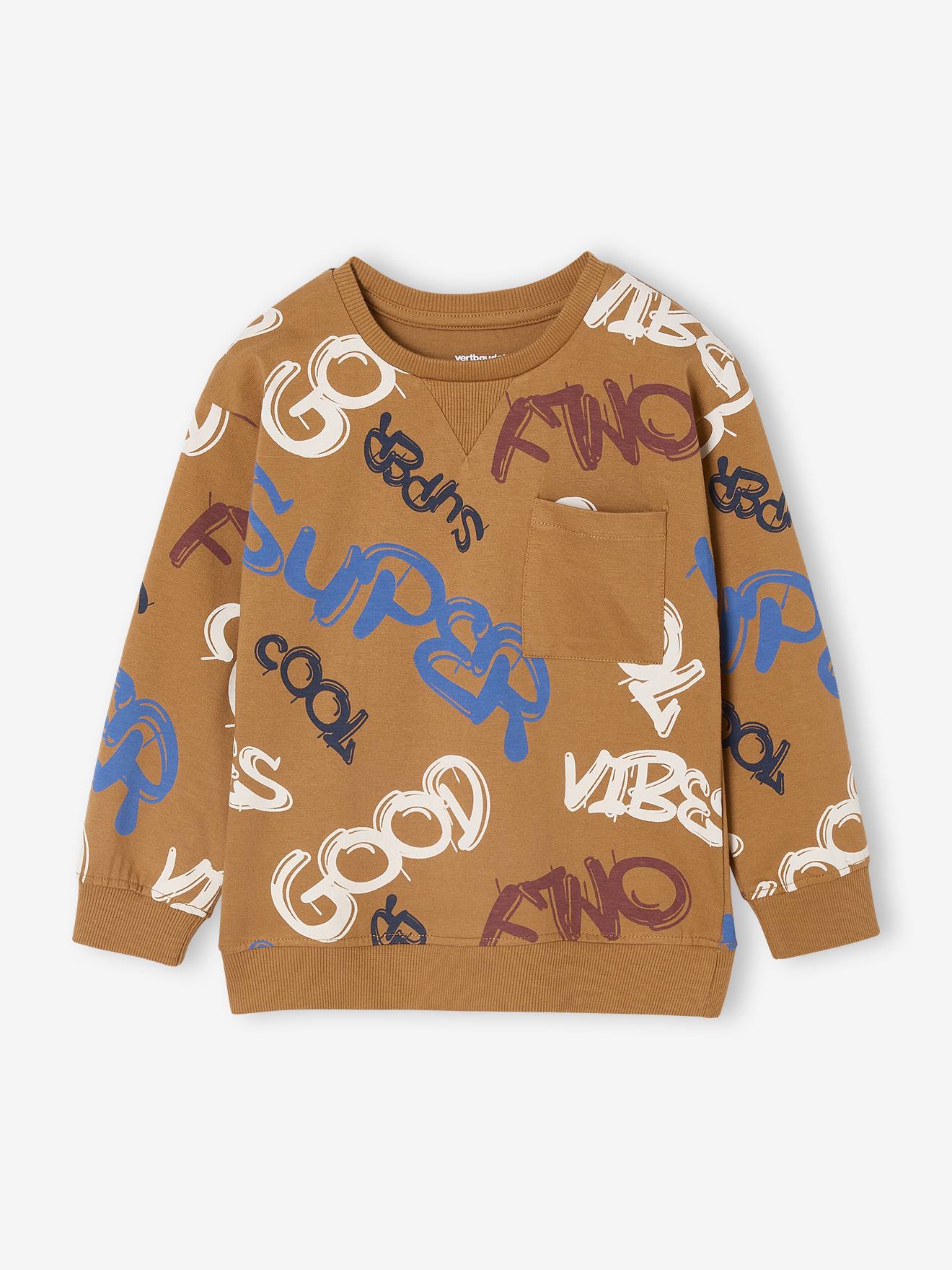 Printed Sweatshirt-Style Top for Boys pecan nut