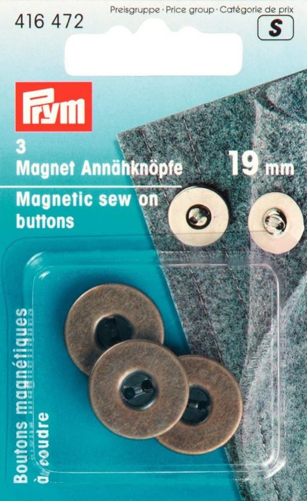 Prym Magnetic Sew On Buttons Antique Bronze