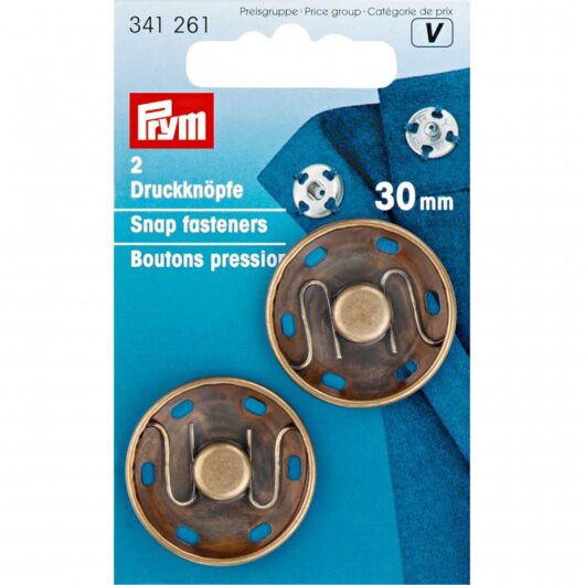 Prym Sew On Metal Snap Fasteners Antique Brass