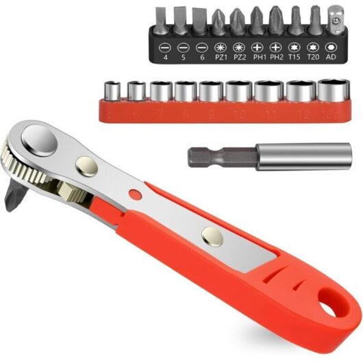 Ratchet Screwdriver, Magnetic Screwdriver Kit, Mini Offset Reversible Ratchet Screwdriver, Multifunctional Pocket Repair Tools