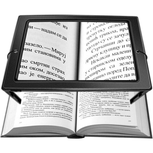 Reading Magnifier, 3X Magnification A4 Rectangular Illuminated Magnifier with 4 Bright LEDs, Large Full Page Illuminated Magnifier for Books,