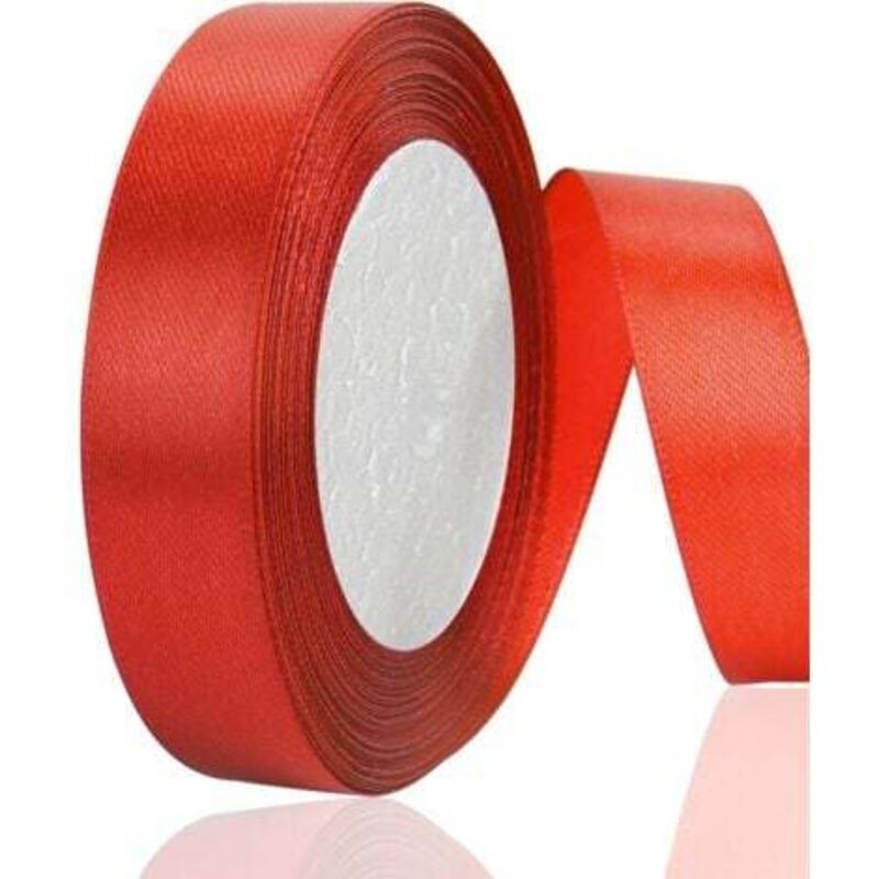(Red) Satin Ribbon, Double-Sided Polyester White Satin Ribbon 20 mm x 22 m, Gift Wrapping Ribbon, Gift Ribbon, White Ribbon for Cake Decoration,