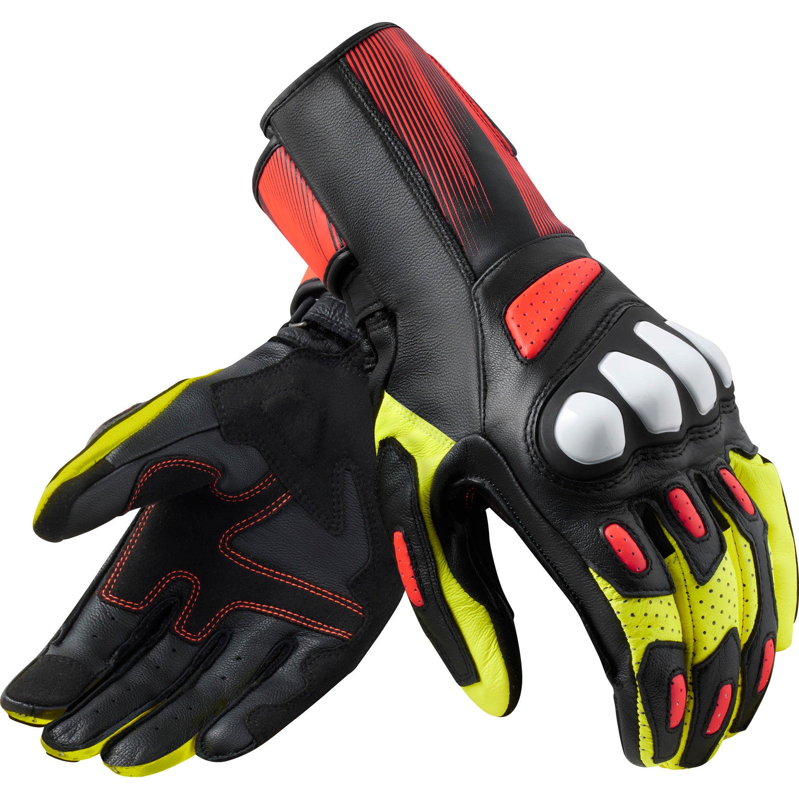 Rev It Metis 2 Leather Motorcycle Gloves M Black Neon Yellow