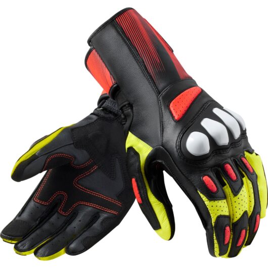 Rev It Metis 2 Leather Motorcycle Gloves XL Black Neon Yellow