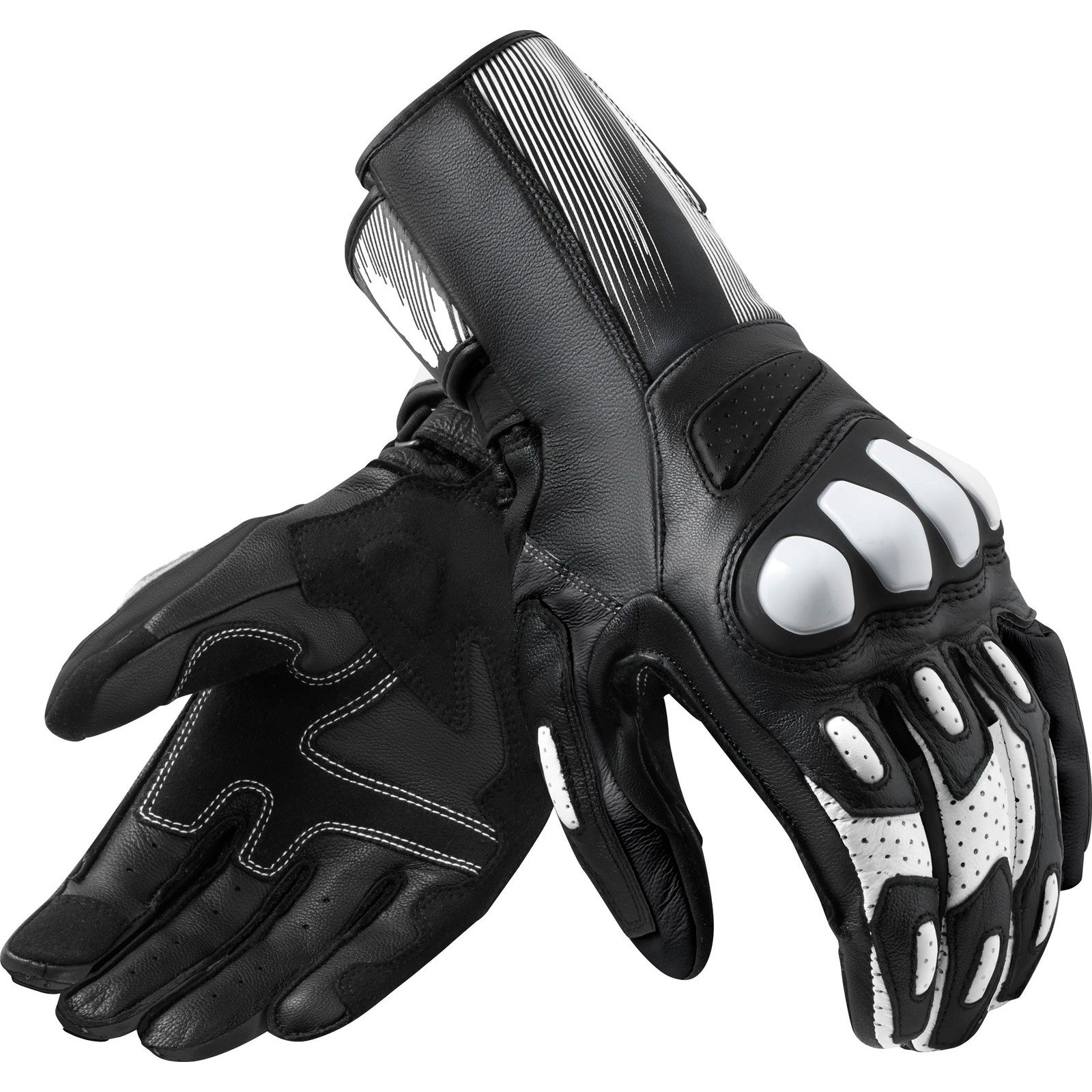 Rev It Metis 2 Leather Motorcycle Gloves XL Black White