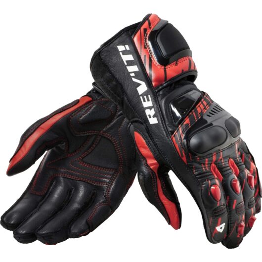 Rev It Quantum 2 Leather Gloves 2X-Large Neon Red Black