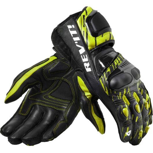 Rev It Quantum 2 Leather Gloves Medium Neon Yellow Black