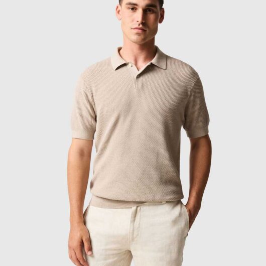 Rodd & Gunn Amberley Pure Cotton Knitted Polo Shirt Sand