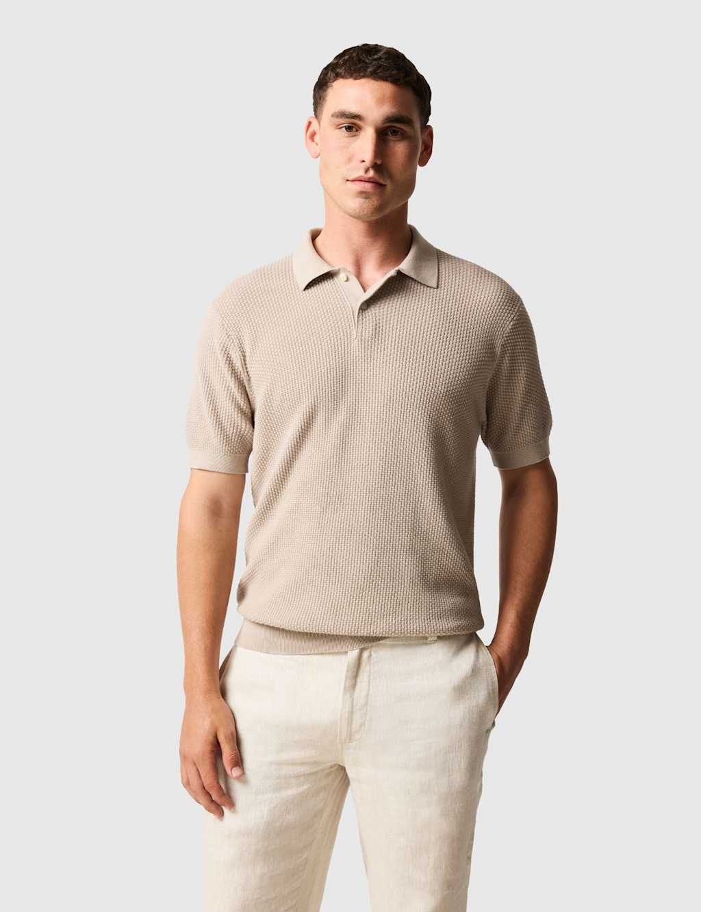 Rodd & Gunn Amberley Pure Cotton Knitted Polo Shirt Sand