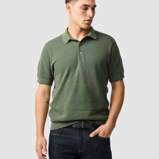 Rodd & Gunn Masons Pure Cotton Flat Knitted Polo Shirt Dark Green