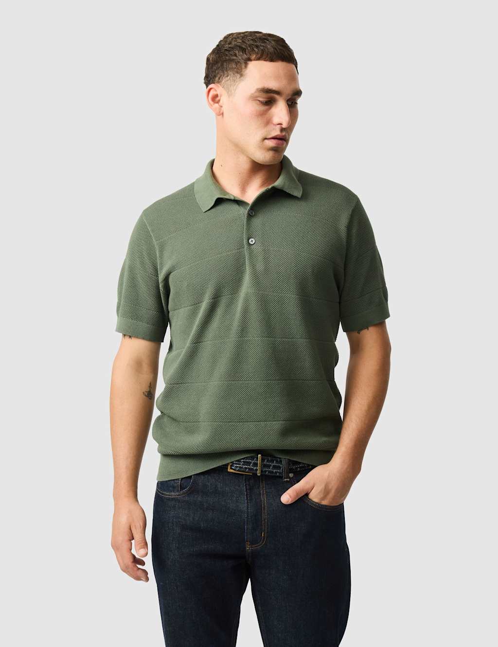 Rodd & Gunn Masons Pure Cotton Flat Knitted Polo Shirt Dark Green