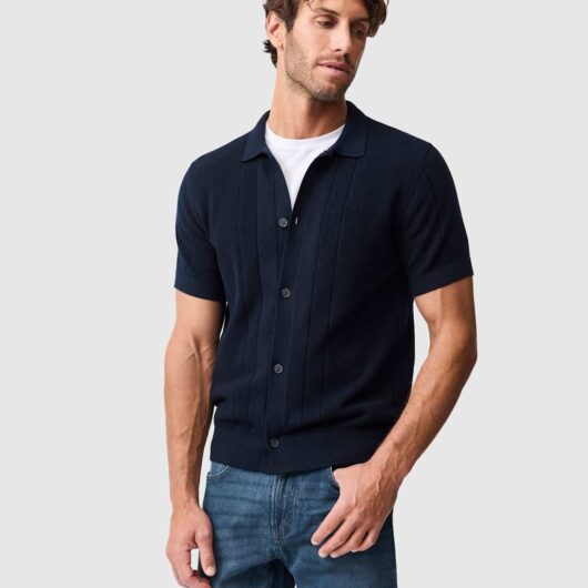 Rodd & Gunn Pure Cotton Knitted Polo Shirt Dark Navy