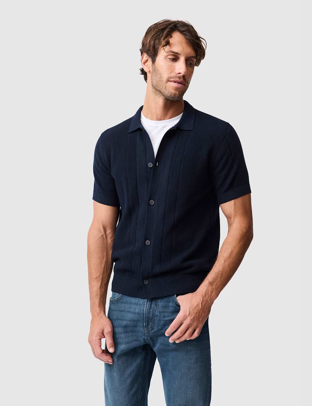 Rodd & Gunn Pure Cotton Knitted Polo Shirt Dark Navy