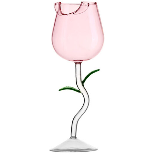 Rose-shaped wine glasses, large wine glasses, Valentine's Day wine glasses, champagne glasses with a pink flower pattern
