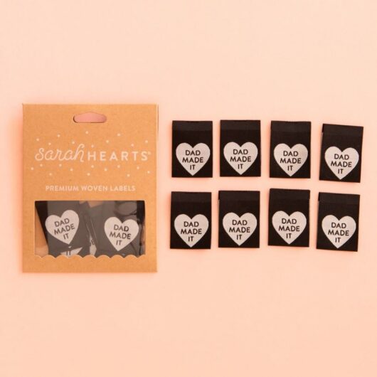 Sarah Hearts Dad Made It Heart Woven Labels
