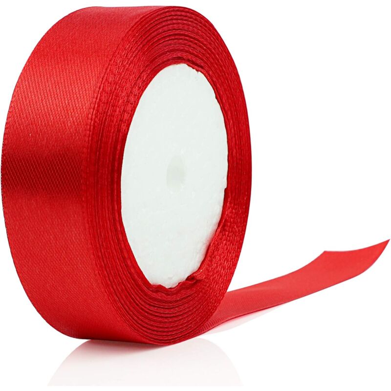 Satin Ribbon for Crafts, Christmas Gift, Birthday Party, Wedding, Scrapbooking, Flower Decoration, 22 m (Red, 25 mm)