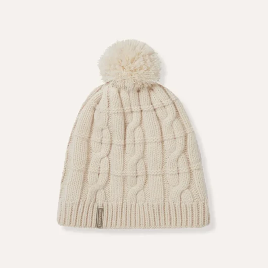SealSkinz Hemsby Waterproof Cold Weather Cable Knit Bobble Hat Cream