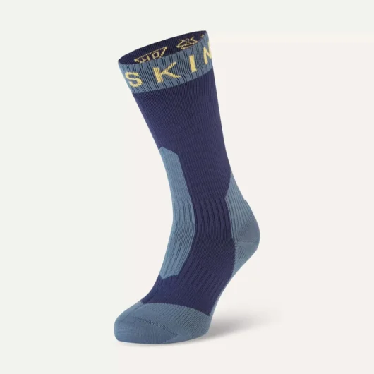 SealSkinz Stanfield Waterproof Extreme Cold Weather Mid Length Sock Navy Blue/Yellow